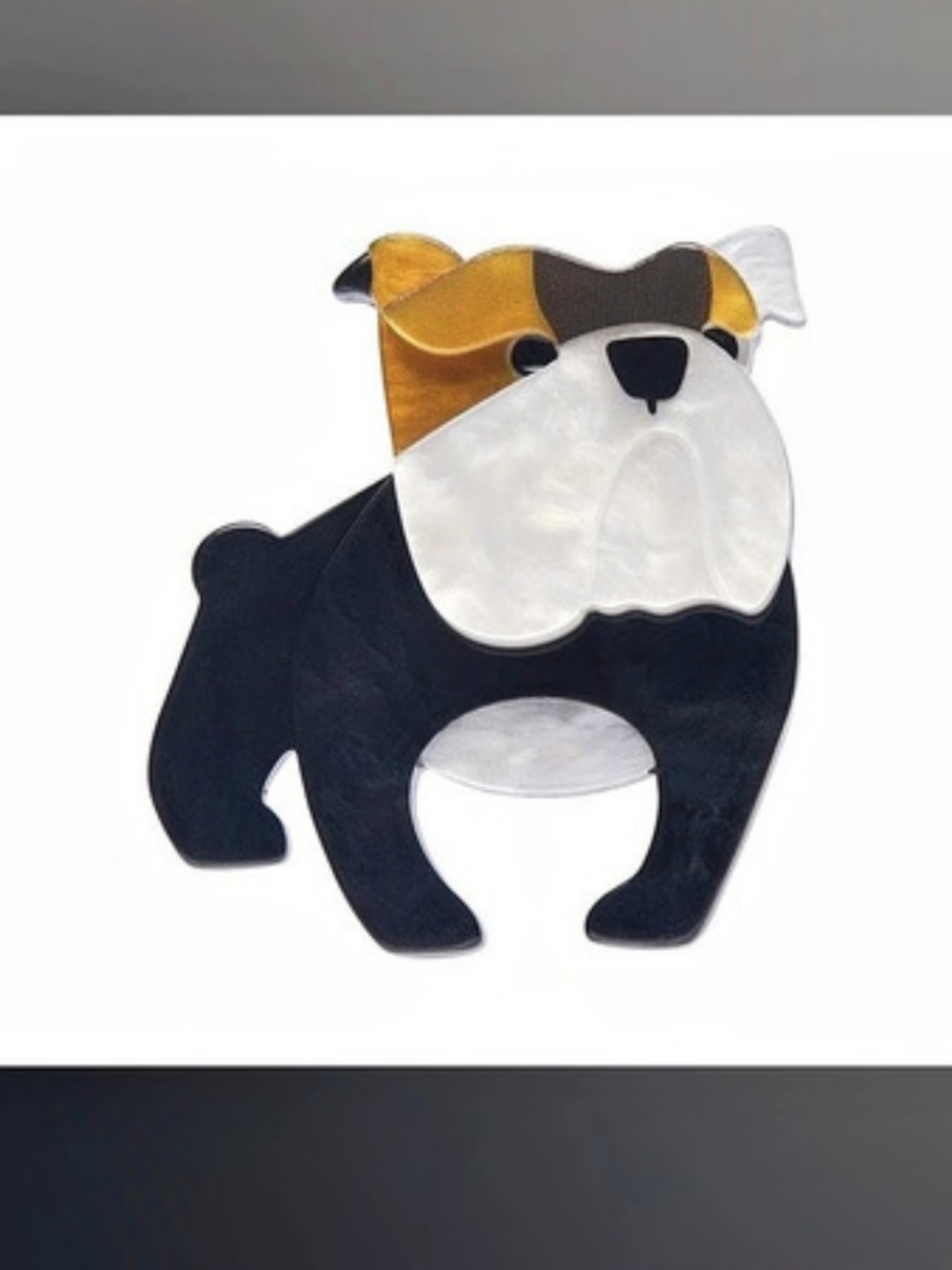 Erstwilder Boof Bulldog Mini Brooch in Black & White